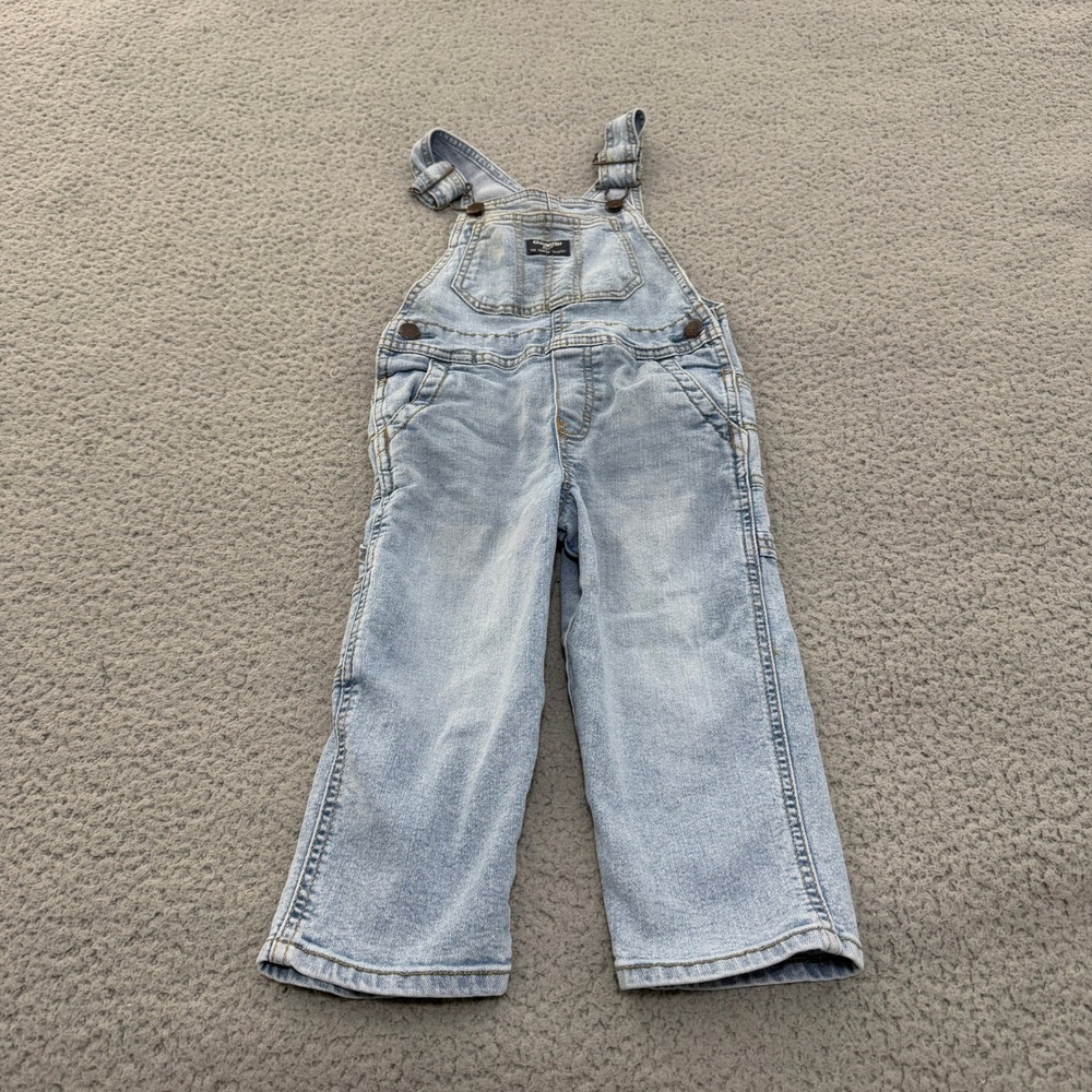 OshKosh Bgosh Kids Light Wash Denim Overalls Size 3T Classic Carpenter Style